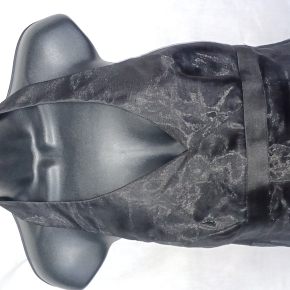 NWT David's Bridal Halter Satin Tea-length Black Bridesmaid/Mob Dress - Picture 2 of 6